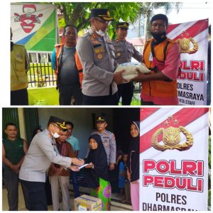 Kapolres Dharmasraya AKBP.Nurhadiansyah.SIK Berikan Bantuan Sosial Kepada Korban Kebakaran Dan Komunitas Ojek