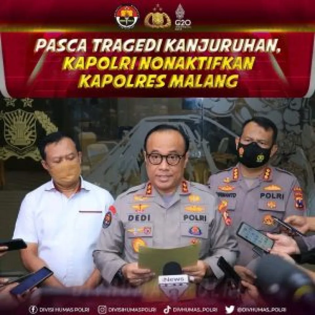 Pasca Tragedi Kanjuruhan, Kapolri Nonaktifkan Kapolres Malang