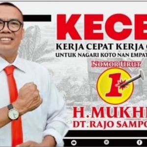 Membawa Moto KECE ( Kerja Cepat Kerja Cerdas ) H.Mukhlis Dt. Rajo Sampono Mencalonkan diri Menjadi Calon Wali Nagari Koto Nan Empat Dibawuah.