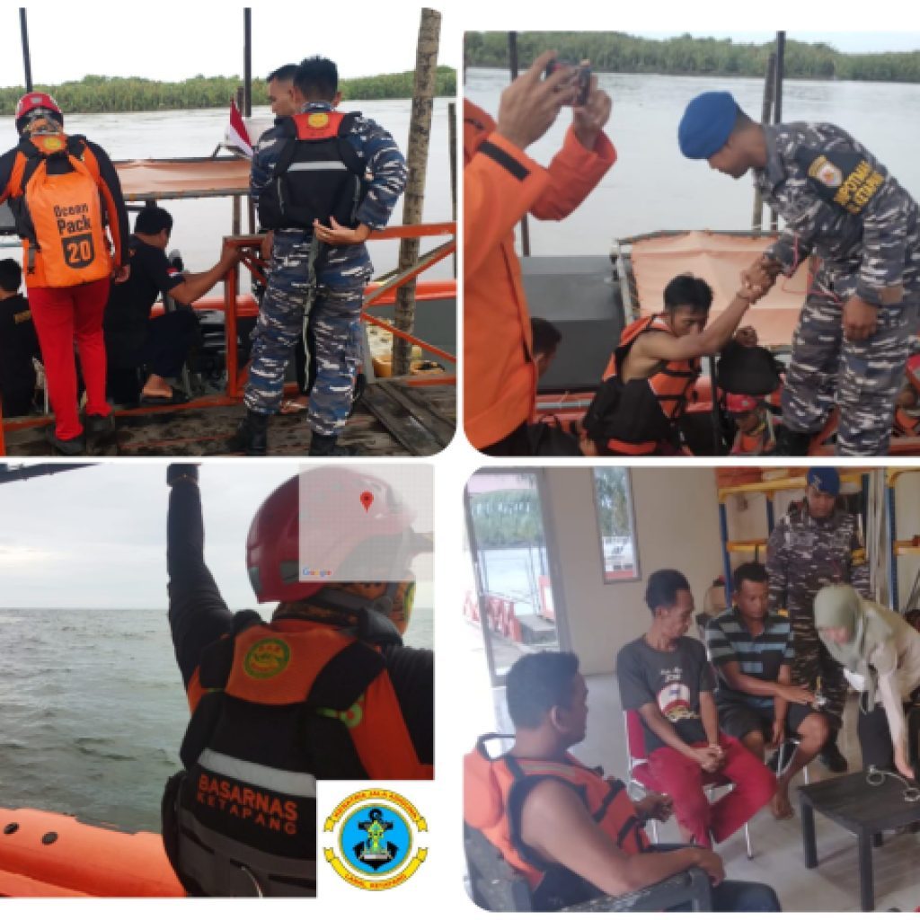 TNI AL, Lanal Ketapang Laksanakan SAR KLM Tirta Sejati 3 Tenggelam di Perairan Ketapang