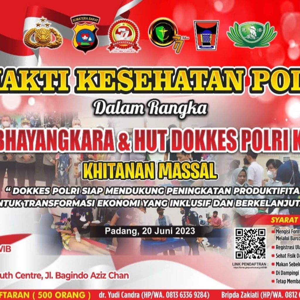 Sambut Peringatan Hari Bhayangkara ke 77, Polda Sumbar akan gelar Khitanan Massal Gratis