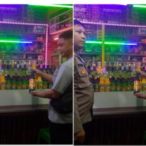 Bhabinkamtibmas Bersama Personil Polsek Ciawi Lainnya Lakukan Pencegahan Peredaran Miras di Wilayahnya