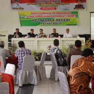 Penjabat (Pj) Wali Kota Payakumbuh Jasman menghadiri kegiatan sosialisi Pengawasan Aliran Kepercayaan Masyarakat (PAKEM) yang difasilitasi Kantor Kesatuan Bangsa dan Politik (Kesbangpol) Kota Payakumbuh