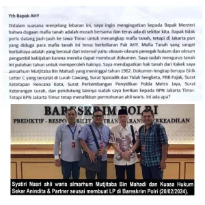 Ahli Waris Tanah RSPON Kirim Surat Terbuka ke AHY