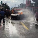 Satu Unit Mobil Terbakar di Depan SPBU Garegeh Bukittinggi